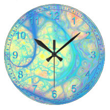 Abstract Blue Angel – Cosmic Azure & Lemon Clocks