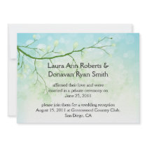 Abstract Blue Green Leaves Post Wedding Invitation