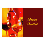 Abstract Bottle of Wine and Glasses Custom Invite