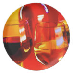 Abstract Bottle of Wine & Glasses Plates