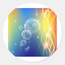 Abstract bubbles lines and lights background round stickers