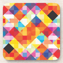 Abstract Colorful Squares Beverage Coaster
