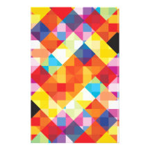 Abstract Colorful Squares Custom Stationery