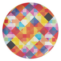 Abstract Colorful Squares Plate