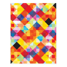 Abstract Colorful Squares Post Card