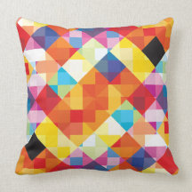 Abstract Colorful Squares Throw Pillow