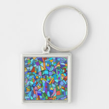 Abstract Colourful Blue Mosaic Pattern Keychain