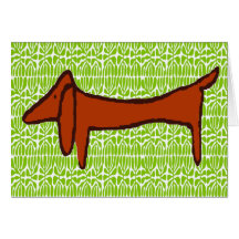Abstract Dachshund  Green Leaves Cards