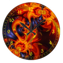 Abstract Dance of the Dragons - Indigo Amber Eyes Clock