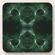 Abstract, Dark Green Fractal Pattern. Drink Coaster