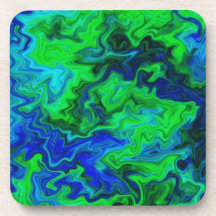 Abstract Design in Blue and Green. Drink Coaster