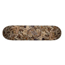 Abstract Dried beech, maple and oak leaves on the Skate Boards