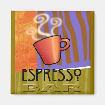 Abstract: "Espresso Bar" by Cheryl Daniels Fridge Magnets