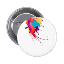 Abstract Exotic Butterfly Paint Splatters Pinback Buttons