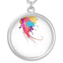 Abstract Exotic Butterfly Paint Splatters Necklaces
