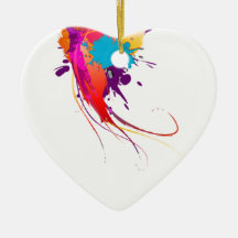 Abstract Exotic Butterfly Paint Splatters Christmas Tree Ornaments