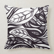 Abstract Feathers (blk/white) Pillow