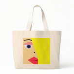 Abstract Female Cartoon Face Tote Bags