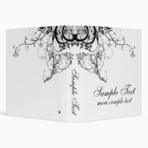 Abstract Floral Black & White 3 Ring Binder