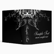 Abstract Floral Black & White 3 Ring Binders