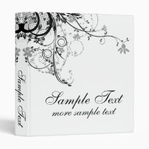 Abstract Floral Black & White Vinyl Binder