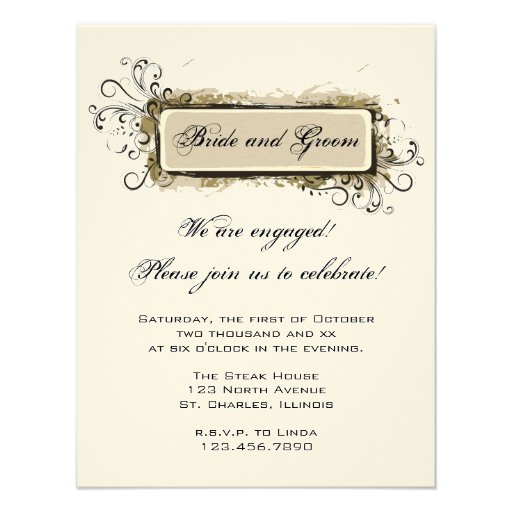 Abstract Floral Engagement Party Invitation