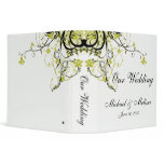 Abstract Floral Gold, Black & White Wedding 3 Ring Binders