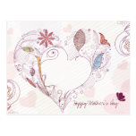 Abstract floral heart happy mother's day postcard