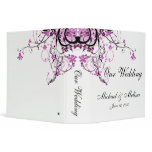 Abstract Floral Purple, Black & White Wedding Vinyl Binder