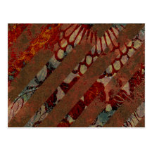 Abstract Floral Red and Brown with Grunge Stripes Post Cards
