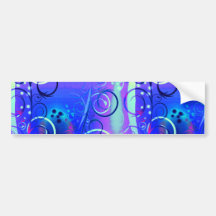 Abstract Floral Swirl Blue Purple Girly Gifts Bumper Sticker