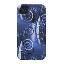 Abstract Floral Swirl Indigo Blue Girly Gifts Case-Mate iPhone 4 Case