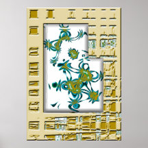 Abstract Flowers on Fawn Background Print