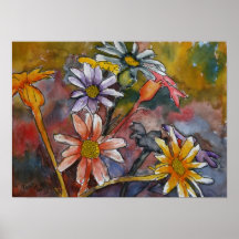 abstract flowers watercolor painting art prints