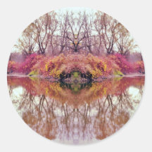 Abstract Forest Creek Reflection Round Stickers