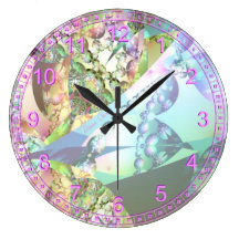 Abstract  Fractal Wings of Angels Amethyst Crystal Clocks
