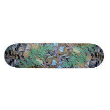Abstract Frost-covered fern on the forest floor Skateboard Deck