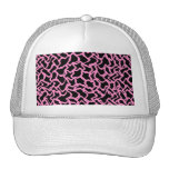 Abstract Graphic Pattern Black and Bright Pink. hats