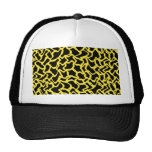 Abstract Graphic Pattern Black and Bright Yellow. hats