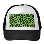 Abstract Graphic Pattern Black and Lime Green. hats