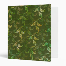 Abstract Green Leaves Batik Print Binder