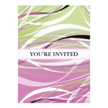 Abstract Green Pink Waves Background Invitation