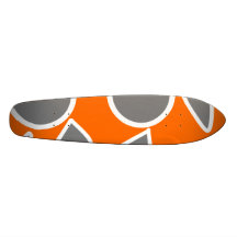 Abstract grey on orange flowers skate deck