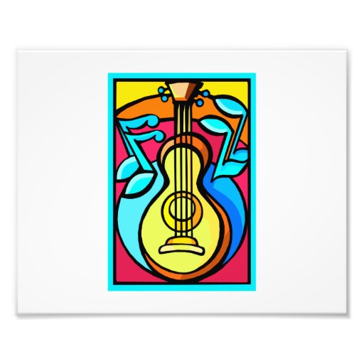 Abstract Guitar and Music Notes Graphic Design Photographic Print
