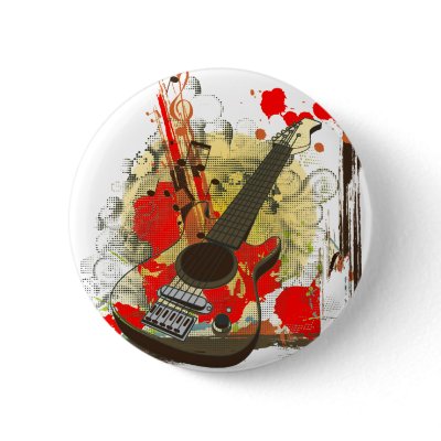 Abstract Guitar Logo Pinback Buttons by TheGroundUp