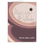 Abstract happy birthday purple greeting card cards