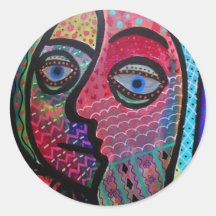 ABSTRACT HAPPY FAMILY BY PRISARTS ROUND STICKER
