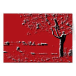 Abstract Landscape with Trees in Red Card