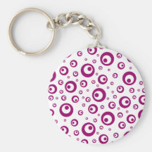 Abstract Magenta Polka Dots Keychains