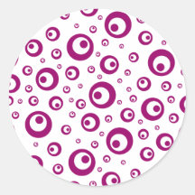 Abstract Magenta Polka Dots Round Sticker